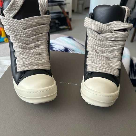 Rick Owens Black and Cream Sneakers - Picture 1 of 4